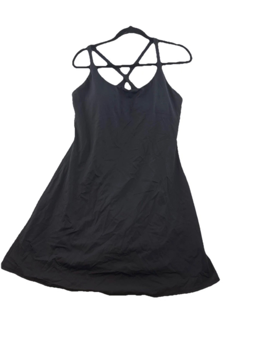 Halara Softlyzero Airy Dress Black Strappy Back Athletic Size L NWT